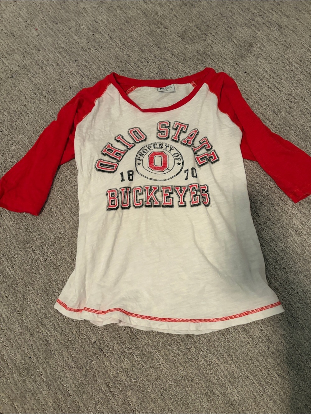 Ohio State BuckeyesRed & White quarter sleeve Tee